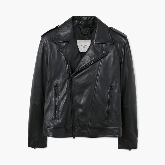 MANGO MEN'S USA SMALL SMART FIT KEVIN SOFT SHEEP LEATHER BIKER JACKET NEW TAGS